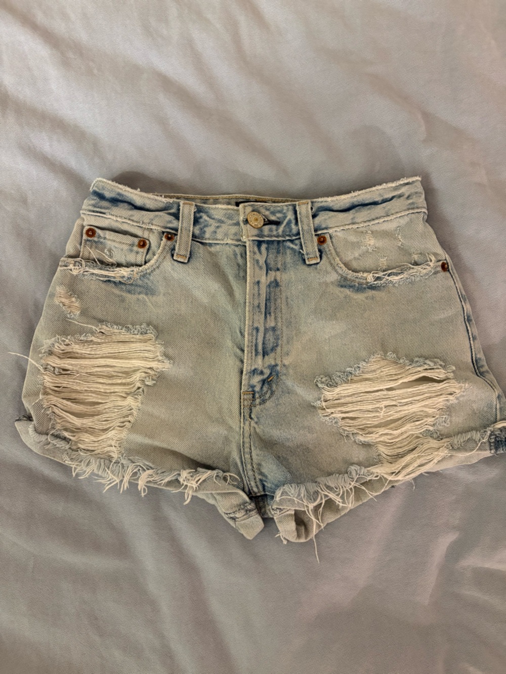 Abercrombie & Fitch Light Blue Washed Denim Shorts